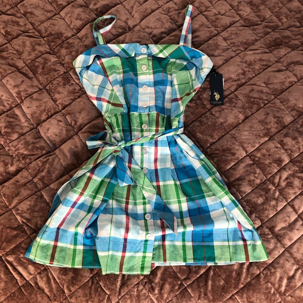 NWT US Polo Assn Green & Turquoise Plaid Dress